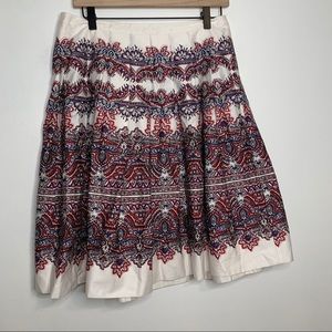 Talbots Blue Red White Paisley Full Cotton Skirt